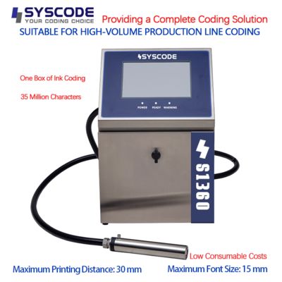CIJ Printer for Juice Production Lines - IP66 rated inkjet coder specifically designed for high-humidity environments in beverage manufacturing. Features 12-month maintenance cycles and h