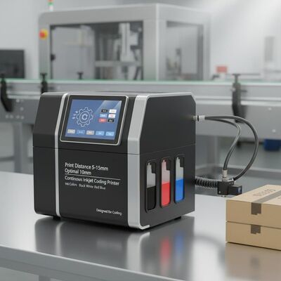 Print Distance 5-15mm Optimal 10mm Continuous Inkjet Coding Printer Featuring Ink Colors Black White Red Blue Designed for Coding