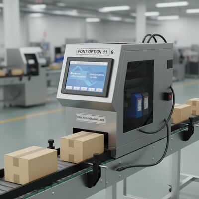 Font Option 11 9 Continuous Inkjet Printer featuring 50 Microns Nozzle Specification and Power Consumption 150 200W ideal for Packaging Lines